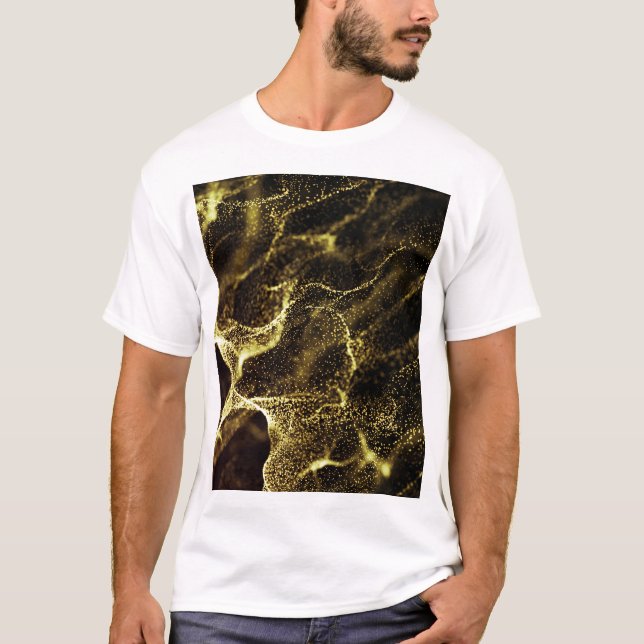 Futuristic Dots Wave: Dynamic Background. T-Shirt (Front)
