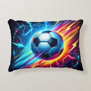 Futuristic Electric Football Soccer Ball Lightning Decorative Cushion