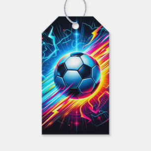 Futuristic Electric Football Soccer Ball Lightning Gift Tags