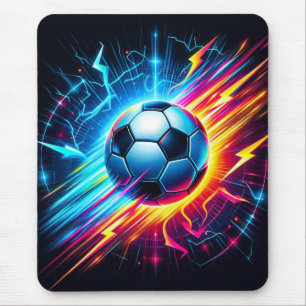 Futuristic Electric Football Soccer Ball Lightning Mouse Mat