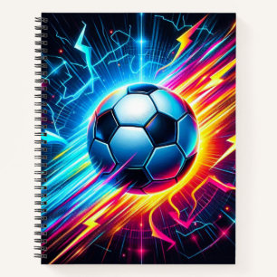 Futuristic Electric Football Soccer Ball Lightning Notebook