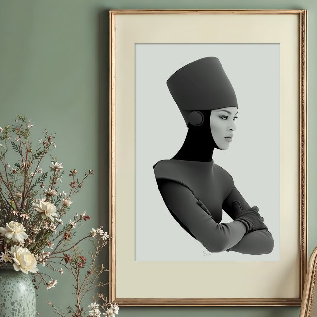 Futuristic Elegance: Monochrome Royal Portrait Poster (Creator Uploaded)