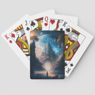Futuristic Fantasy Castle Landscape Playing Cards