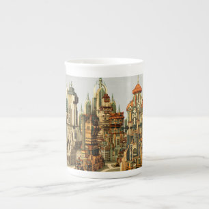 Futuristic Fantasy City Sci Fi Skyline Art Bone China Mug