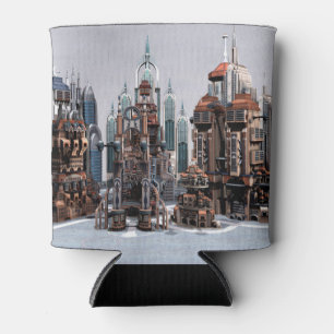 Futuristic Fantasy City Sci Fi Skyline Art Can Cooler