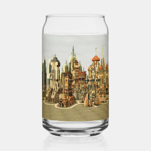 Futuristic Fantasy City Sci Fi Skyline Art Can Glass