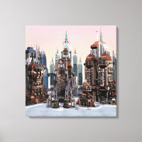 Futuristic Fantasy City Sci Fi Skyline Art