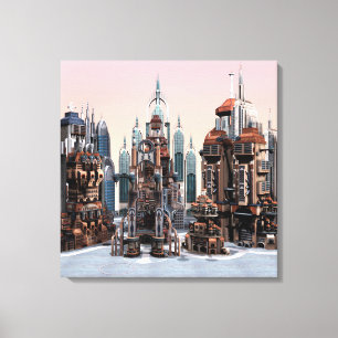 Futuristic Fantasy City Sci Fi Skyline Art Canvas Print