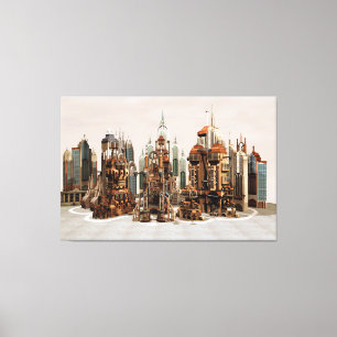 Futuristic Fantasy City Sci Fi Skyline Art Canvas Print