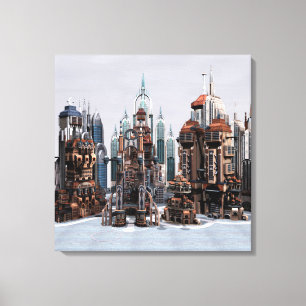 Futuristic Fantasy City Sci Fi Skyline Art Canvas Print