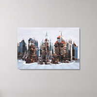 Futuristic Fantasy City Sci Fi Skyline Art
