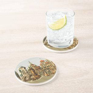 Futuristic Fantasy City Sci Fi Skyline Art Coaster