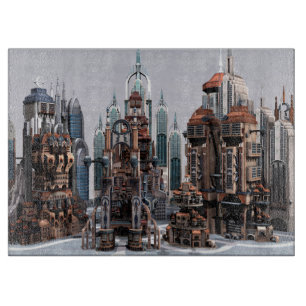 Futuristic Fantasy City Sci Fi Skyline Art Cutting Board