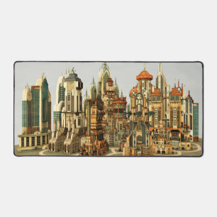 Futuristic Fantasy City Sci Fi Skyline Art Desk Mat