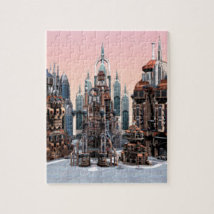 Futuristic Fantasy City Sci Fi Skyline Art Jigsaw Puzzle