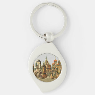 Futuristic Fantasy City Sci Fi Skyline Art Key Ring