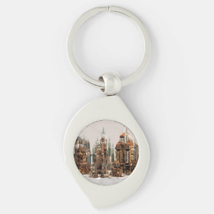Futuristic Fantasy City Sci Fi Skyline Art Key Ring