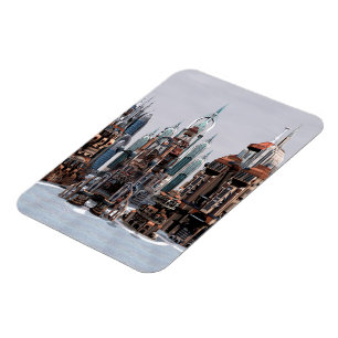 Futuristic Fantasy City Sci Fi Skyline Art Magnet