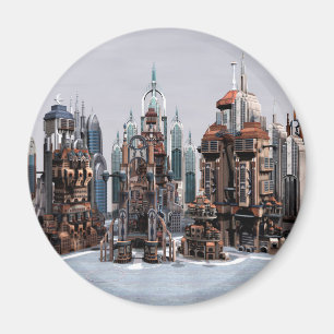 Futuristic Fantasy City Sci Fi Skyline Art Magnet