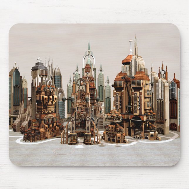Futuristic Fantasy City Sci Fi Skyline Art Mouse Mat (Front)