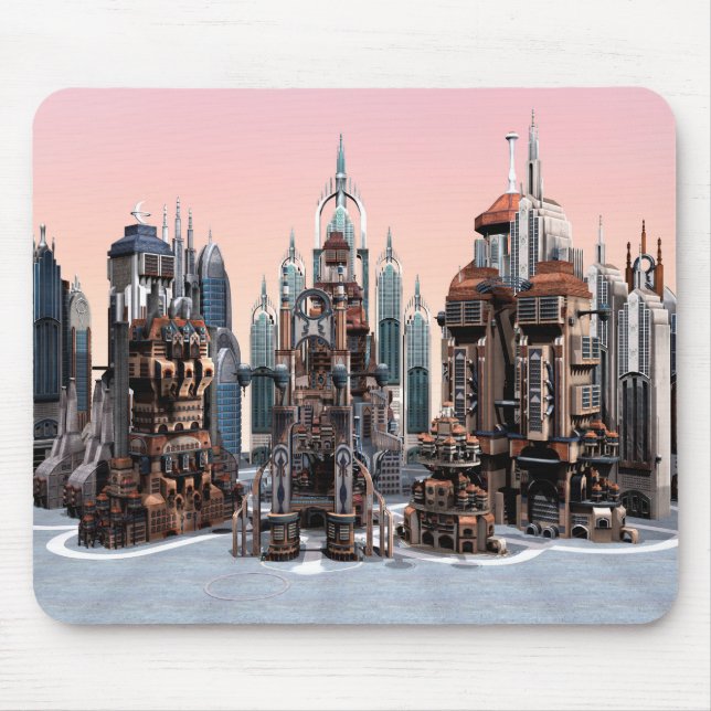 Futuristic Fantasy City Sci Fi Skyline Art Mouse Mat (Front)