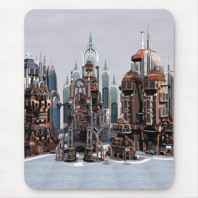 Futuristic Fantasy City Sci Fi Skyline Art Mouse Mat (Front)