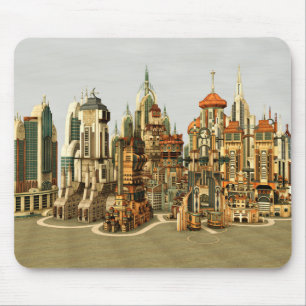 Futuristic Fantasy City Sci Fi Skyline Art Mouse Mat
