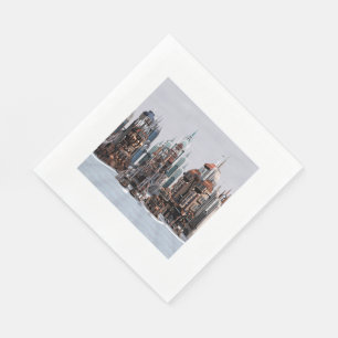 Futuristic Fantasy City Sci Fi Skyline Art Napkin