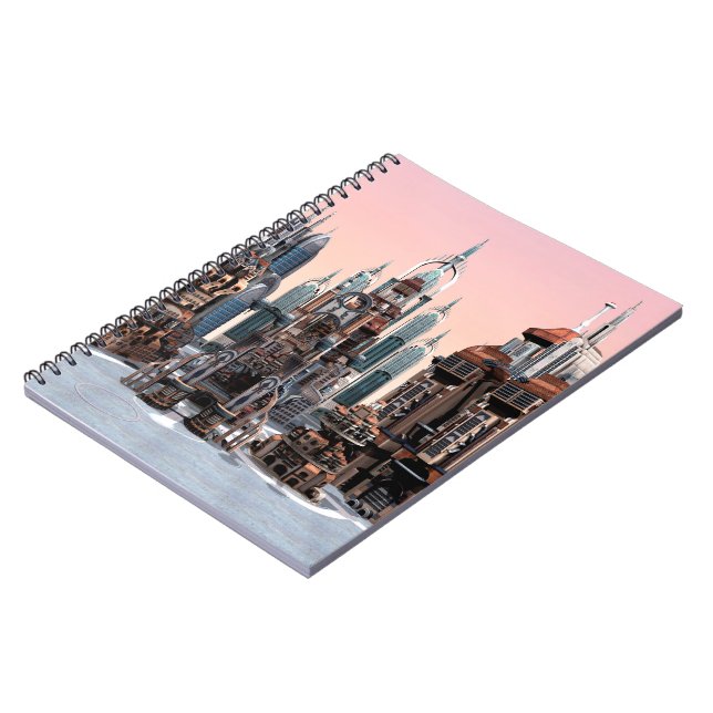 Futuristic Fantasy City Sci Fi Skyline Art Notebook (Left Side)