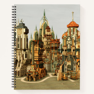 Futuristic Fantasy City Sci Fi Skyline Art Notebook