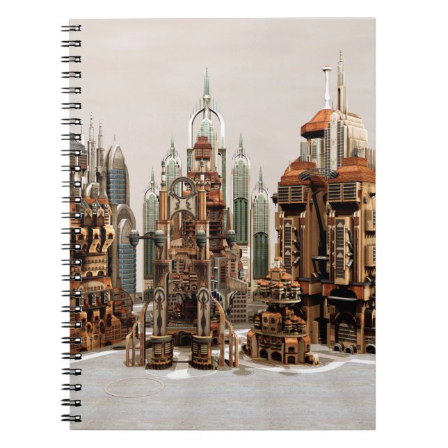 Futuristic Fantasy City Sci Fi Skyline Art Notebook (Front)