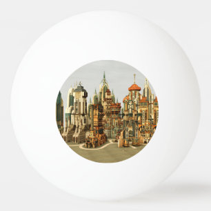 Futuristic Fantasy City Sci Fi Skyline Art Ping Pong Ball