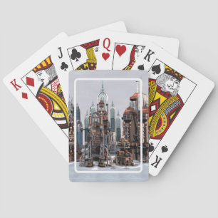 Futuristic Fantasy City Sci Fi Skyline Art Playing Cards