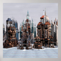 Futuristic Fantasy City Sci Fi Skyline Art