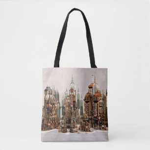 Futuristic Fantasy City Sci Fi Skyline Art Tote Bag