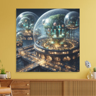 Futuristic Fantasy Plant Bio Domes Canvas Print