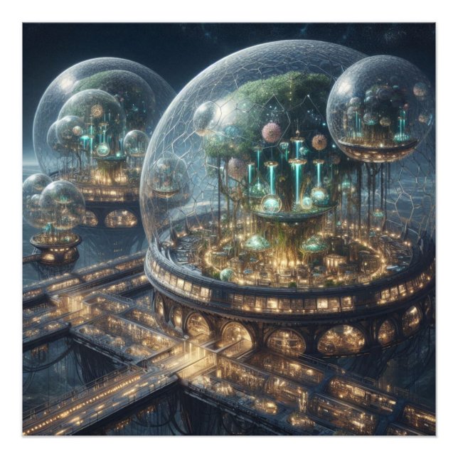 Futuristic Fantasy Plant Bio Domes  Photo Print (Front)