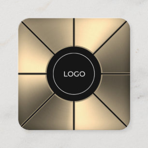 Futuristic faux metal texture frame square business card