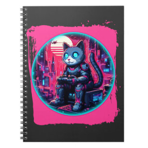 Futuristic Feline Tech Notebook