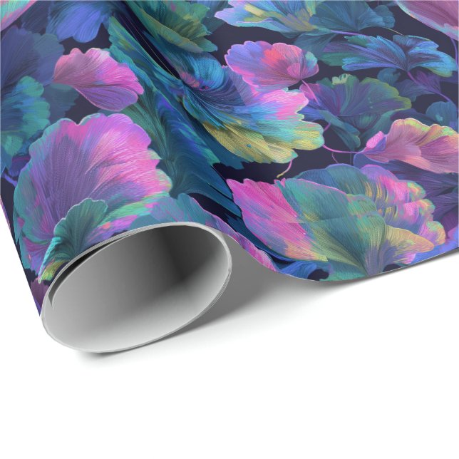 Futuristic Floral Graffiti Pattern Spray Painting Wrapping Paper (Roll Corner)
