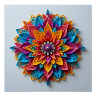 Futuristic Floral Mandala Poster