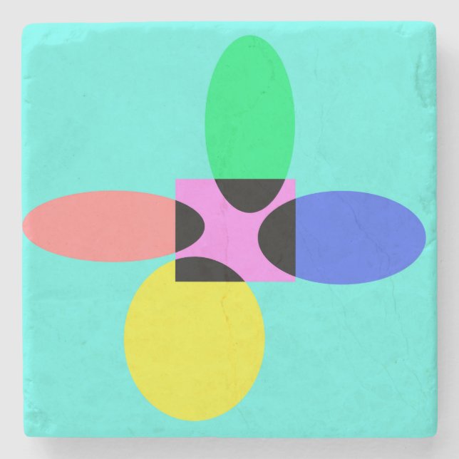 Futuristic flower stone coaster (Front)