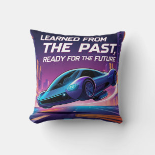 Futuristic Flying Car with Inspirational Quote – L Cushion