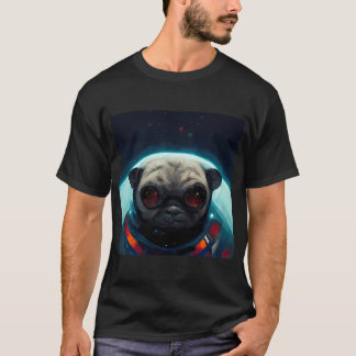 Futuristic Galactic Serious Space Pug Dog Artistic T-Shirt