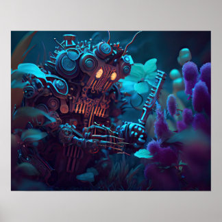 Futuristic Garden Robot Poster