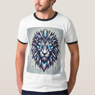 "Futuristic Geometric Lion - Holographic Power" T-Shirt
