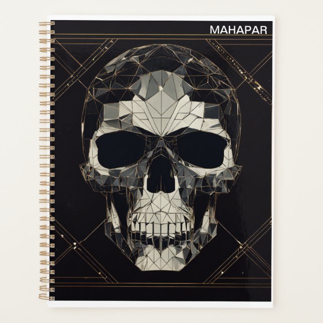 **Futuristic Geometric Skull Logo** Planner (Front)