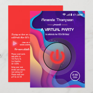 Futuristic Geometric Virtual Birthday Party Invitation