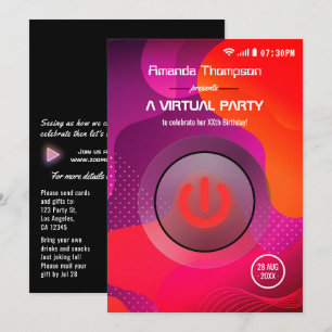 Futuristic Geometric Virtual Birthday Party Invitation