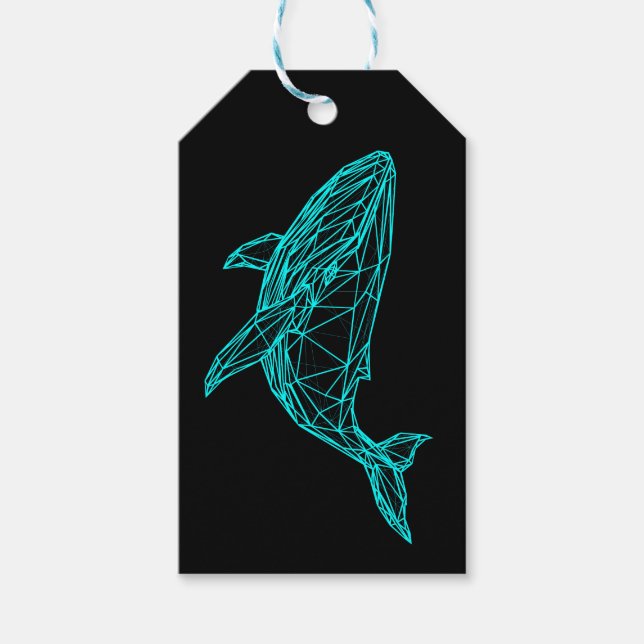 Futuristic Geometric Whale Gift Tags (Front)